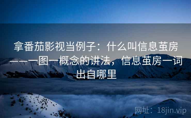 拿番茄影视当例子：什么叫信息茧房——一图一概念的讲法，信息茧房一词出自哪里